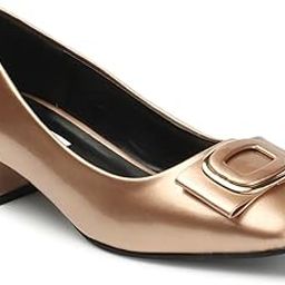 Women's Round Toe Block Heel Slip-On Pumps-1
