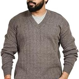 MANRA Mens V- Neck Full Sleeve Woolen Winter Self Design Pullover Sweater (Men OSWAL SELF Check Sweater)-image-13