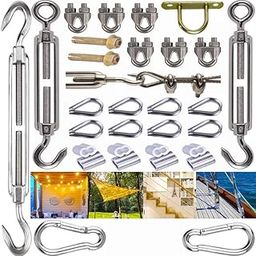 DIY Crafts 12x Pcs 1x Kit Combo Pack, Galavanized Kits, Sun Shade Sail Canopy Accessories Stainless Steel Hardware Kit Turnbuckle Pad Eye-image-55