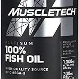 Muscletech Essential Series Platinum 100% Omega Fish Oil| softgels 100 Count |Omega-3 | 300mg EPA & DHA | No Aftertaste | Sports Nutrition | Capsules For Men & Women |-22