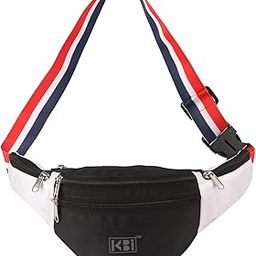 Waist Bag for Men & Women, Slim Fanny Pack Casual Sling Shoulder Chest Pack with Adjustable Strap for Walking, Cycling, Running, Hiking Hold Phones, Keys, Cards [Black & White]-image-85