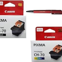 Canon Printer Head BH 70 Black & CH 70 Color with 3in1 Multi-Function Mobile Phone Stand, Stylus Pen, Anti-Metal Texture Rotating Ballpoint Pen (Very Colors) BH-70 CH-70-8