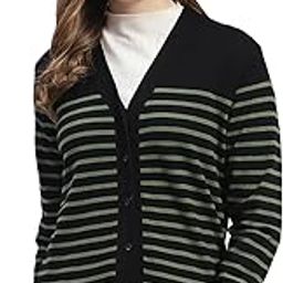 Womens Striped V Neck Full Sleeve Wool Blend Casual Sweater (1236881VN)-image-69