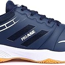 Pro ASE Non-Marking Badminton Shoes - Lightweight & Durable, Perfect for Squash, Table Tennis, Pickleball & Indoor Sports | X-Cushion, Active Grip Sole, Toe Assist | Men, Women, Unisex | Blue,Black,White-image-69