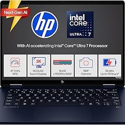 HP OmniBook X Flip Next Gen AI Laptop Intel Core Ultra 7 256V 47 TOPS,16GB LPDDR5X,512GB SSD (Win11,Office24) 3K,OLED, 0.2ms,400 nits,14''/35.6cm Touchscreen, Blue,1.38kg,fm0026TU,5MP Camera,Intel Arc-picture-0