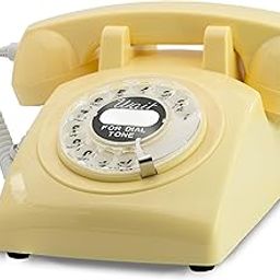 Opis 60s Cable with Classic United States Rotary Dial Inlay: Designer Retro Phone/Rotary Dial Telephone/Retro Style Phone/Vintage Telephone/Classic Desk Phone with Rotary Dialler (Cream)-image-2