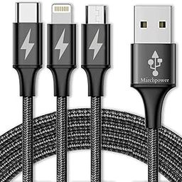 VAR-NI 3 in 1 Charging Cable Nylon Braided Multiple USB Fast Charging Cable, Compatible for All Smartphone, iPhones and Android, iOS and Type C Devices & Car Charging. by Marchpower.-0