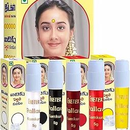 Eyetex Pallavi Liquid Kumkum, 4.5g (Pack of 5 ) Eyetex Pallavi Multicolor Liquid Bindi 🔴 Red ⚫ Black ⚪ White 🟡 Yellow 🟤 Maroon 10 liquid bindi pack 5 diffrent colors-image-10