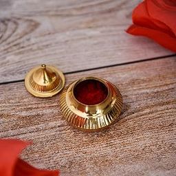 Kuber Industries Sindoor Box | Kumkum Puja | Roli | Chandan-Haldi | Sindoor Dani for Women | Pooja and Wedding | Golden-image-37