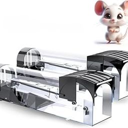 Mouse Trap, Humane Traps for Indoors, Rodent Trap High Sensitive No Kill, Big Rat Trap Cage, Professional Mice Catcher Reusable Easy to Use Cage for House Garden Patio (Black) (1)-9