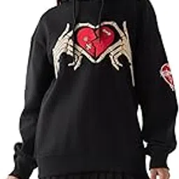 bewakoof Women's Graphic Printed Oversized Fit Full Sleeve Polycotton Hoodies-picture-42