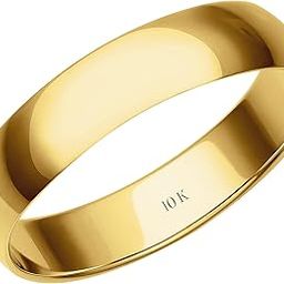 Men's 10K Rose, White, or Yellow Gold Wedding Band Classic Plain Simple 4MM by Brilliant Expressions-1