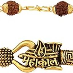 gold toned Mahakal Rudraksh Men's Bracelet-13