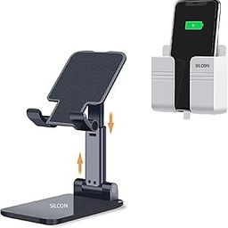 K-6 Cell Phone Stand, Angle Height Adjustable for Desk, Foldable Cell Phone Holder, Cradle, Dock, Tablet Stand, Case Friendly Compatible wiith All Phones and Free Wall Standd-29