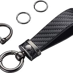 WazirianUAE Carbon Fiber Style Car Keychain Microfiber Leather Key Chain, Universal Key Chains for Key Fobs for Men and Women Accessories, 360 Degree Rotatable with Anti-Lost D-Ring (Black), 11-image-78