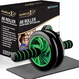 MuscleXP DrFitness+ AB Roller Wheel With Knee Mat, Stainleess Steel Rod, 6mm Knee Mat, For Abs, Strengthen Core Muscles, Tone Arms Shoulders, Back (Black/Green)-picture-20