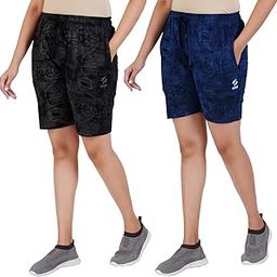 Women Cotton Regular Fit Printed Shorts (Pack of 2)-image-83