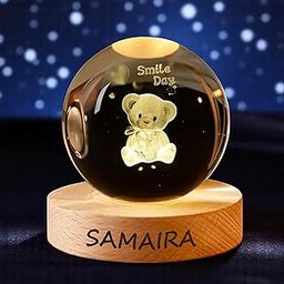 Precious Art Gifts Personalized Crystal Ball Night Lamp with Teddy Bear Design, LED Light, Gift For Wife,Husband,Anniversary,Rakshabndhan,Womens,Girls for Home Office Decoration and Birthday (Teddy)-image-57
