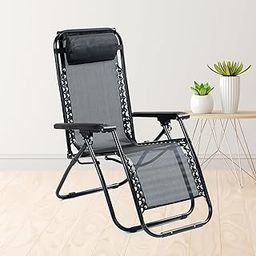 Kuber Industries Folding Chair for Home with Headrest | Ergonomic Chair for Old Age Person & Comfortable Chair for Long Sitting & Reading | Black-13