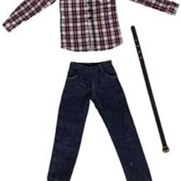 bnf® 5x1/6 Clothes for 12 Red Plaid Long Sleeve Shirt Jeans | Action s-image-11