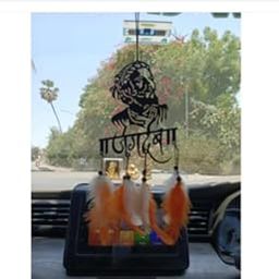 Shivaji Maharaj with Jagdamb Name Orange and White Colour Car Hanger | Hand Made Dream Catcher | Looks Like Amazing-image-23