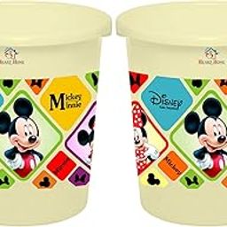 Heart Home Disney Mickey Minnie Print Plastic 2 Pieces Dustbin/Garbage Bin/Waste Bin, 5 Liters (Cream) -HS_35_HEARTHS17764-12