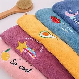 A B HOMEZ Embroidery Towel HairWrap for Women | Quick Drying Microfiber Towel for Hair with Elastic Loop for Tying | Super Absorbent | Head Towels Wrap for Ladies Hair-image-87