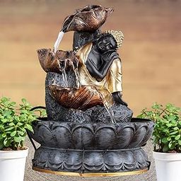 Welcome Indoor Buddha Fountain, Decorative Water Lord Buddha Tabletop Polyresin Indoor Outdoor Water Fountain with LED Lights for Home Decor Decoration Showpiece Gifts Best for Living Room.-image-46