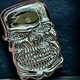 Classy Skull Head Design Lighter Outdoor Survival Tool Men's Smoking Lighter Pocket Lighter with Fuel for Unisex (Silver)-25
