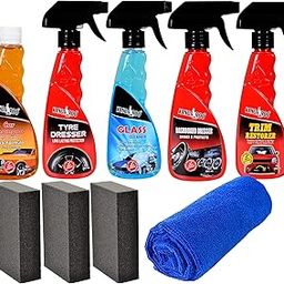 Kangaroo® Premium Large Car Care Kit Contains Car Shampoo | Tyre Dresser | Glass Cleaner | Dashboard Dresser | Trim Restorer Each 300 ml (All in One) Total Car Protection Kit -20CTGDR-5