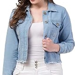 Full Sleeve Blue Solid Women's Denim Jacket-18