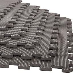 Foam Mat Floor Tiles, Interlocking EVA Foam Padding by Stalwart - Soft Flooring for Exercising, Yoga, Camping, Kids, Babies, Playroom - 6 Pack, 24 x 24 x 0.375 inches, Gray-image-48