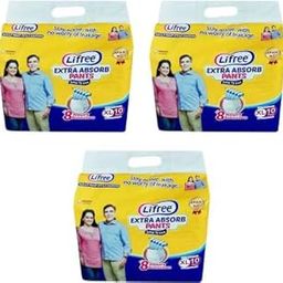 Lifree Adult Diaper Pant Style - XL Set of 3 Packs(10 pcs Each) for Waist Size 35-49 inches-image-72