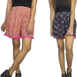 ukal Combo Pack of 2 Printed Comfortable Stylish Shorts for Sports, Yoga, Daily Use Gym, Night Wear, Casual Wear for Women & Girls-picture-11