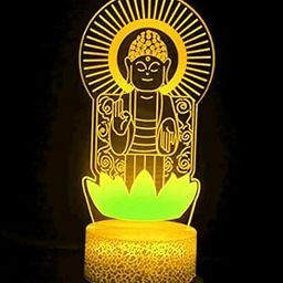 Jinnwell 3D Buddha Night Light led Lamp Illusion 7 Color Changing Touch Switch Table Desk Decoration Lamps Birthday Gift Acrylic Base USB Cable Toy-15