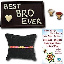 BOGATCHI Perfect Rakhi Gift for Brother, Best Bro Ever Dark Chocolate +Free Rakhi, Free Rakhi Greeting Card , Free Roli Chawal,-image-85