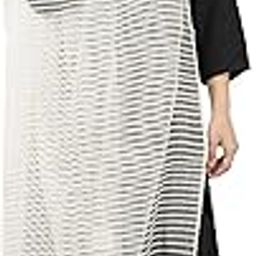 Women Art Silk Lurex Stole Dupatta for women | Stoles for Girls Stylish Latest | Shawl And Stall For Ladies With Silver Lurex Horizontal Stripes 30 x 85 Inches-image-30