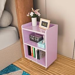 Modern Bedside Table with Open Storage, Pastel Lavender Wooden Nightstand with 3-Tier Shelves, Compact End Table for Bedroom, Living Room, Office – Multipurpose Side Table for Books, Décor, Essentials-image-64