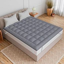 Curious Lifestyle Super Soft 600 GSM Microfiber Mattress Padding/Topper King Size for Comfortable Sleep (72 X 78 Inch),Grey (Gray, Double Bed 72 x 72 Inch)-picture-28
