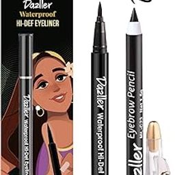 Dazller Hi-Def Eyeliner + Eyebrow Pencil |Velvet Matte|Water-Resistant|Smudge-Proof|Long Stay|Single Stroke|Precise Application|Black|1.1g + 1.5g-43