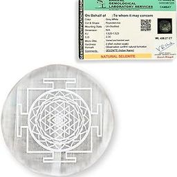 Vedic Shree 3 Inch Certified Selenite Charging Plate with Shree Yantra Engraving | Natural Crystal Cleansing Plate for Re-Energizing Stones, Meditation, Reiki & Pooja Use-image-87