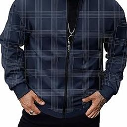 Checkered Full Sleeves Mock Collar Regular Fit Mens Casual Jacket | Casual Winter Jackets for Men | Mens Jackets for Winter Wear-image-8