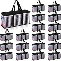 Cunno Set of 24 DVD Storage Bags DVD Storage Case Water Resistant DVD Box Clear DVD Case Holder Organizer with Carrying Handles and Zipper DVD Storage Box for Disc Movie Record Video Game Books-image-44
