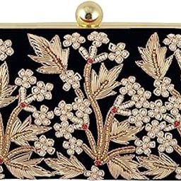 Women's Pearl Tree Box Clutch (Carbon Black, Carbon Black pearl tree full 7x4)-image-23