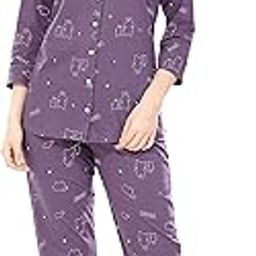 Women's Cotton Heart Printed Night Suit Set Of Shirt & Pajama Set 5274-image-12