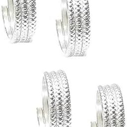 Toe Ring Sterling Silver Abstract Pattern Design Toe Ring Adjustable Jewelry for Women. Set of 2 Pairs Toerings. (016-2PAIRS)-image-72