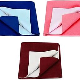 Instant Dry Anti-Piling Fleece Extra Absorbent Quick Dry Sheet for Baby, Baby Bed Protector, Waterproof Baby Sheet, Small Size 50x70cm, Pack of 3, Maroon, Royal Blue and Pink Color-image-50