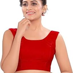 Women's Velvet Solid Sleeveless Readymade Saree Blouse (X-781NS)-4