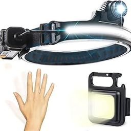 LED Headlamp Rechargeable, Super Bright Lumens 270° Wide Beam Headlamp With Motion Sensor, Lighting Modes, IPX4 Waterproof Head Lamp Suitable For Camping, Working, Hiking, Headlight (Big Sensor Light)-image-7