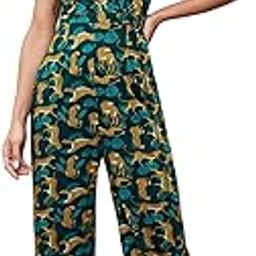 Women's Shirt Collar Sleeveless Animal Printed Regular Length Jumpsuit With Pockets-image-93